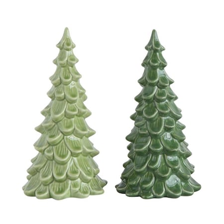 Creative Co-Op Creative Co-Op Vintage Christmas Dark Green/Light Green Tree Table Decor 8 in. XM2815A